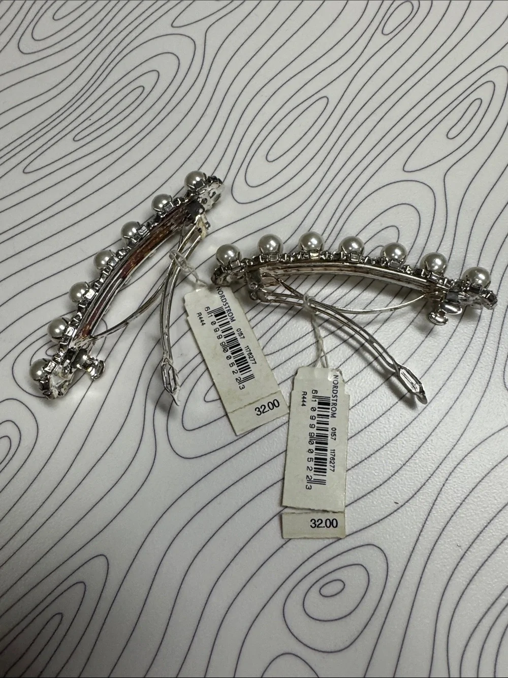 Nordstrom Pearl & Crystal Barrette Set in Pearl and Silver NWT
